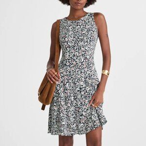 NWT! MADEWELL Button-Front Boatneck Mini Dress in Floral Size 2